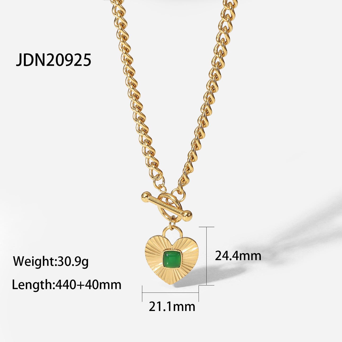 5pcs Fashion Retro Style Green Zircon Series Necklace Earrings Bracelet Ring Temperament Stainless Steel Jewelry For Women