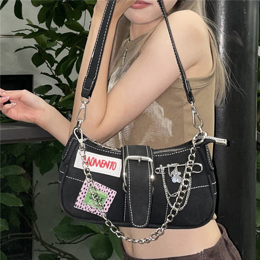 Handbag Women's Summer New Single Shoulder Crossbody Bag High-Grade Exquisite New Underarm Bag Retro Baguette Niche Spice Bag