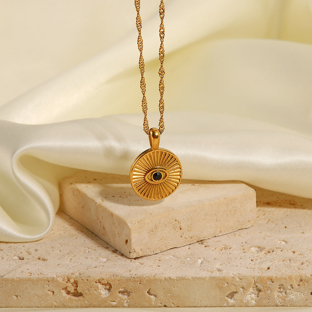 5pcs Niche Design Sense Clavicle Chain Pendant Simple Cold Gold-Plated Devil's Eye Necklace Women