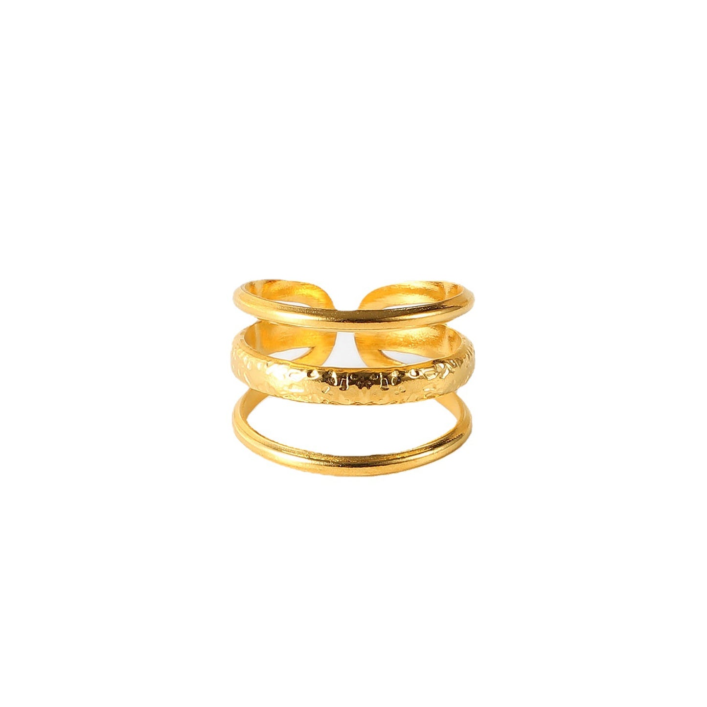 5pcs Cold Titanium Steel Ring Three Layer Line Open Ring 18K Gold Stainless Steel Ring Women's Jewelry