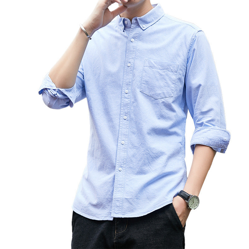 Men's Shirt Men's Long Sleeve Oxford Woven Pure Cotton Free Ironing Slim Four Seasons Business Casual Shirt