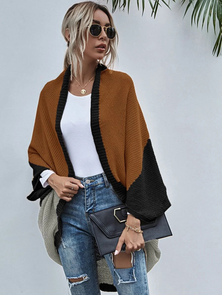 Color Cape Autumn And Winter New Color Knitting Cardigan Sweater Coat