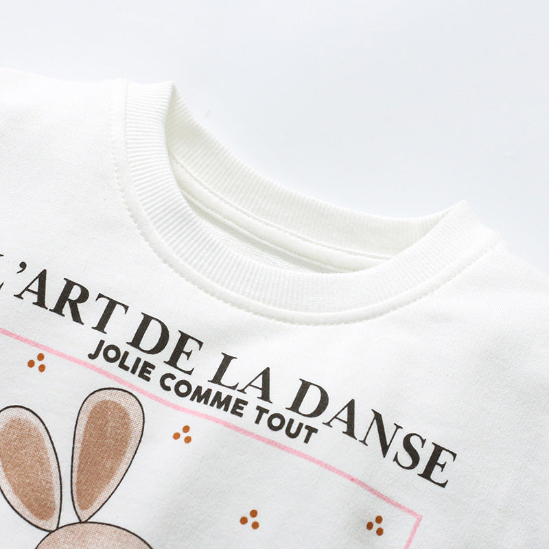 Autumn And Winter Long-Sleeved Girls' Hoodie Printed Pure Cotton Top Fleece Children's Hoodie