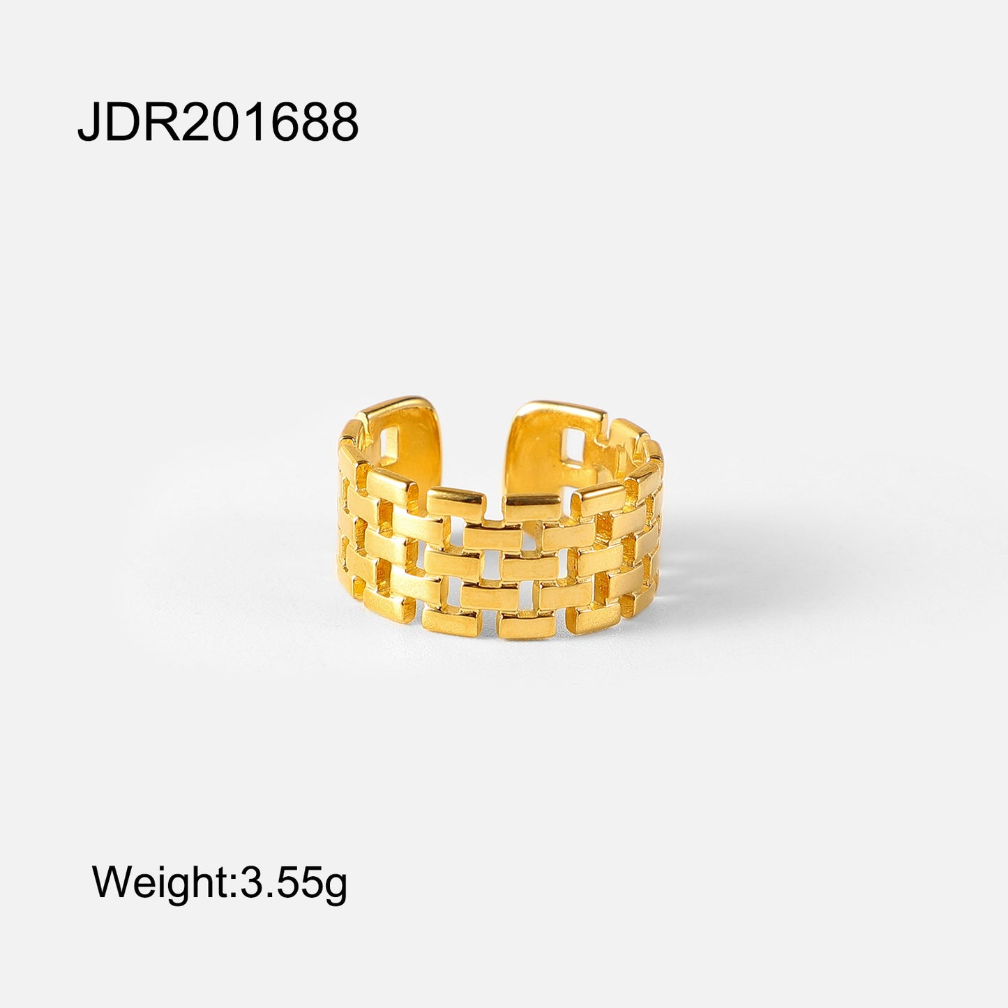 5pcs Fashion Wide Face Watch With Open Ring 18K Gold Plated Stainless Steel Ring For Women