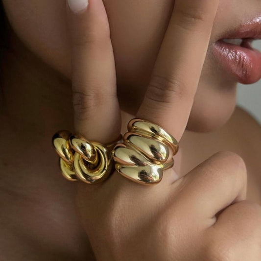5pcs 18K Gold Stainless Steel Drop Ring Fashion Ring Premium Ring Simple Fashion Couple Premium Sense