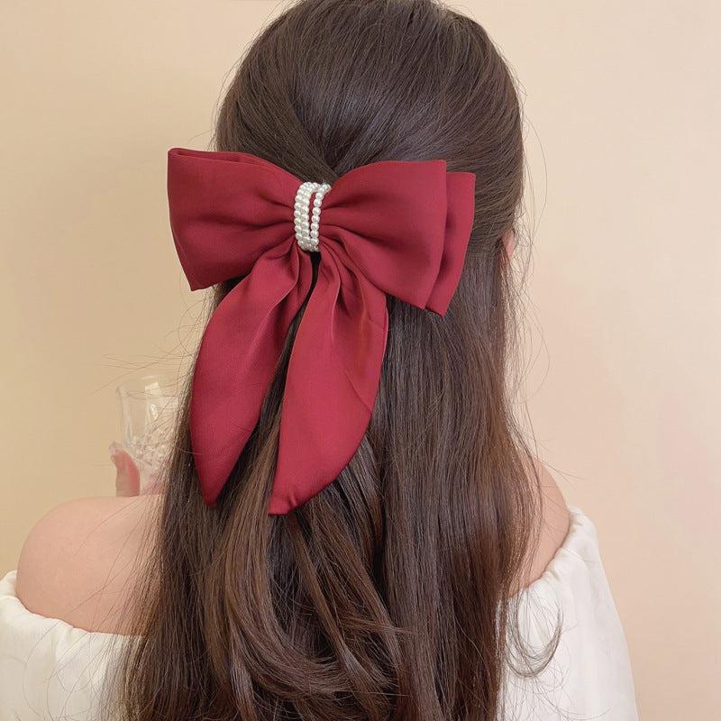 New Velvet Big Bow Hair Clip Back Head Hair Accessories Toasting Female Autumn
