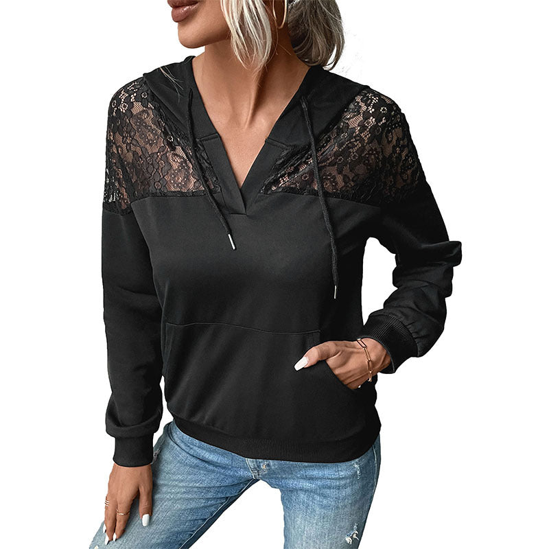 Women's New Autumn And Winter New Long-Sleeved Black Women's Hooded Hoodie