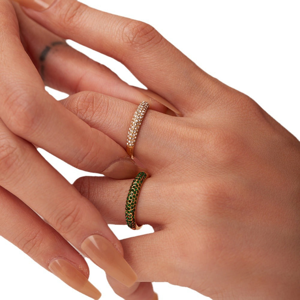 5pcs Fine Style Titanium Steel Ring 18K Gold Stainless Steel Inlaid Zircon Ring Fashion Hand Jewelry Women