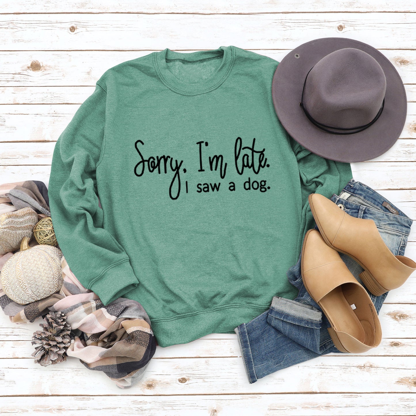 Autumn/Winter Base Long Sleeve Sorry I'M Late Alphabet Round Neck T-Shirt Ebay Women's Hoodie