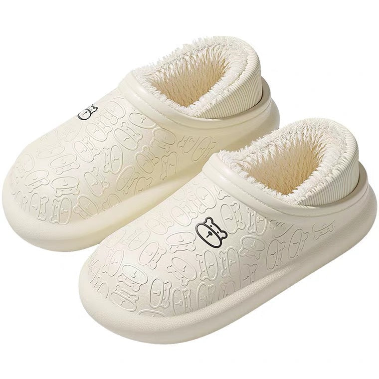 Indoor Winter Home Warm Non-Slip And Waterproof Month Thick Household Couple Cotton Drag Slippers