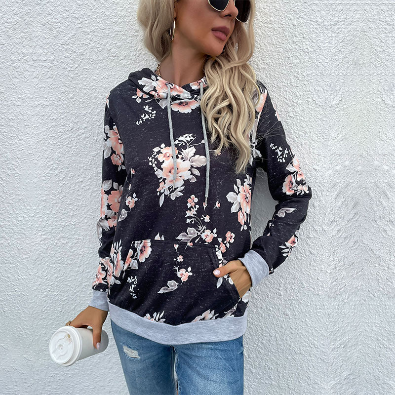 New Autumn New   Women's Pullover Print Pocket Hoodie