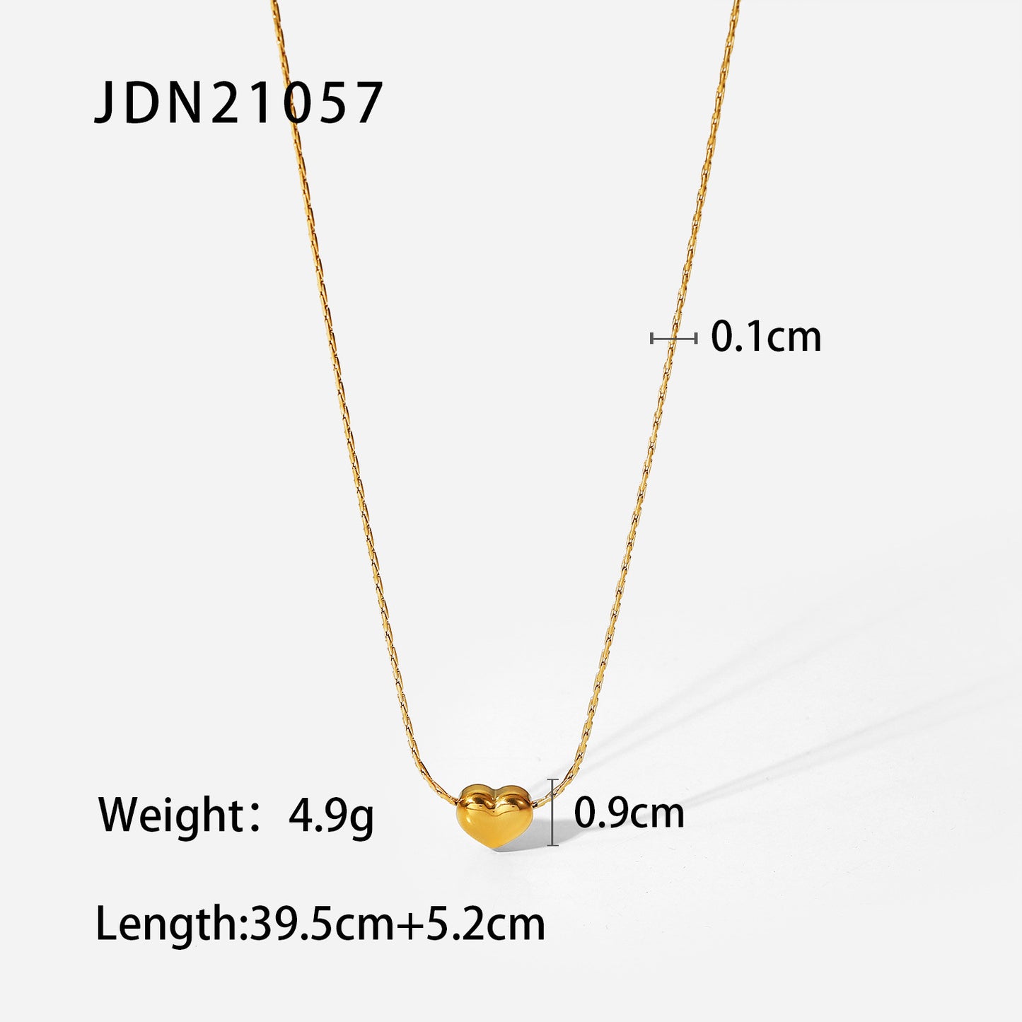 5pcs New 18K Vacuum Electric Gold Plated Heart Pendant Necklace Jewelry Party Stainless Steel Simple Smooth Heart Necklace