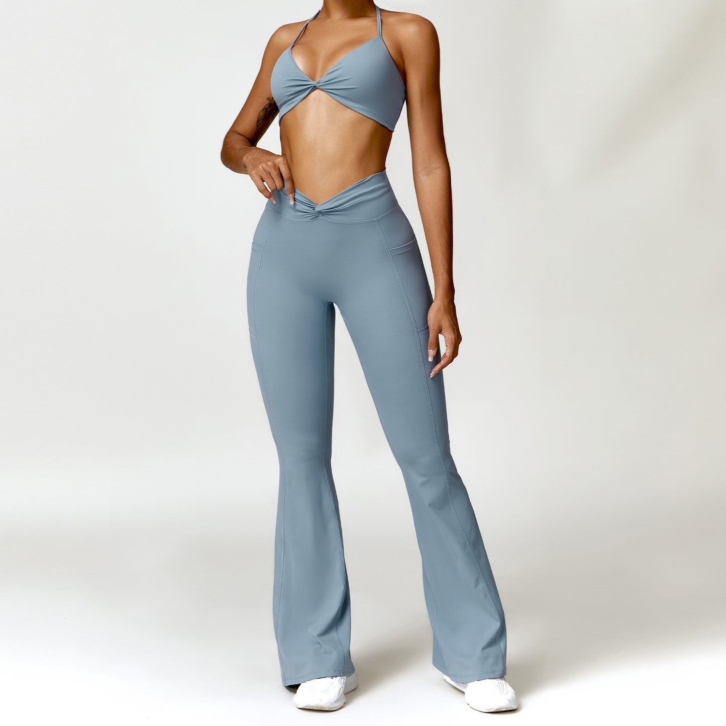 Naked Tight Yoga Set Quick Dry Back Fitness Wear Outdoor Running Sports Set Female