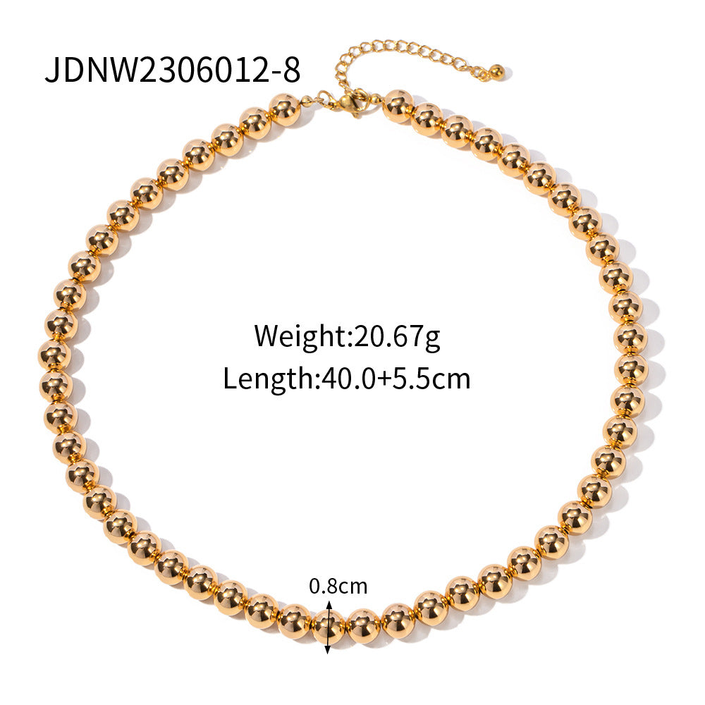 5pcs Fashion Popular 18K Gold Copper Bead Elastic 8Mm Non-Fading Necklace Jewelry
