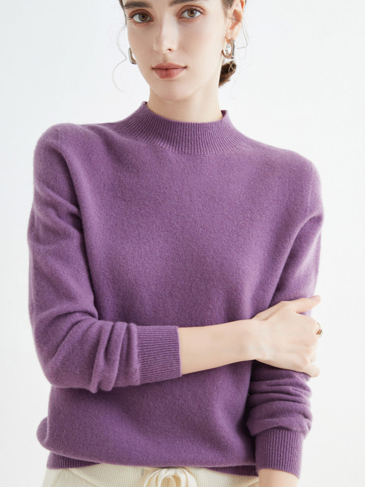100 Pure Wool Knitwear Women's V-Neck Pullover Loose Base Shirt Autumn And Winter New Solid Color Sweater
