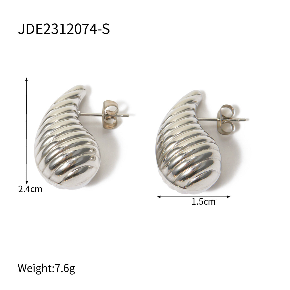 5pcs Titanium Steel 18K Gold Stainless Steel Striped Drop Earrings New Stylish Earrings Of The Year