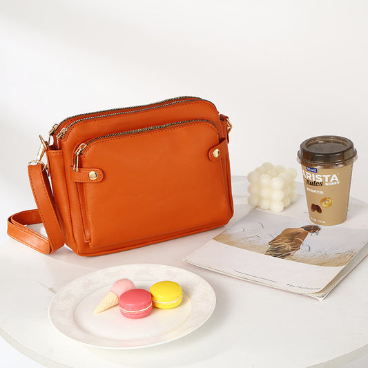 Vintage Three Layer Leather Crossbody Bag Three Layer Leather
