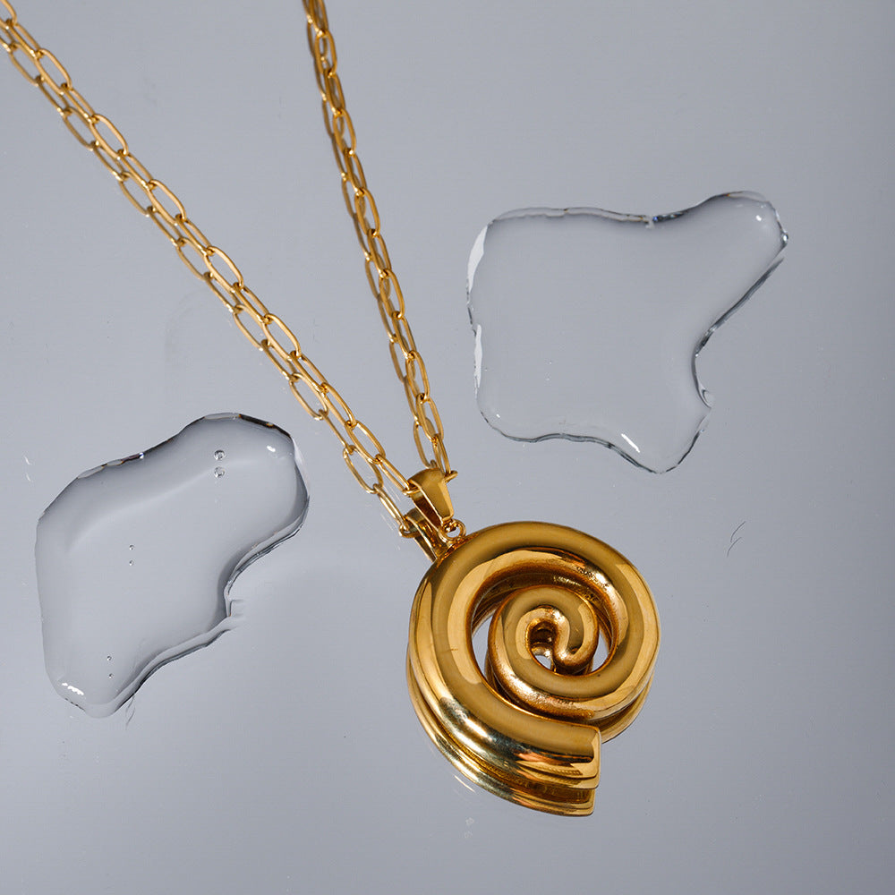 5pcs 18K Gold Stainless Steel Thread Loop Pendant Necklace With Spiral Cleanfit Necklace