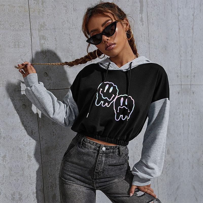 New Autumn Winter Casual Letter Hoodie Top Women's Short Hoodie