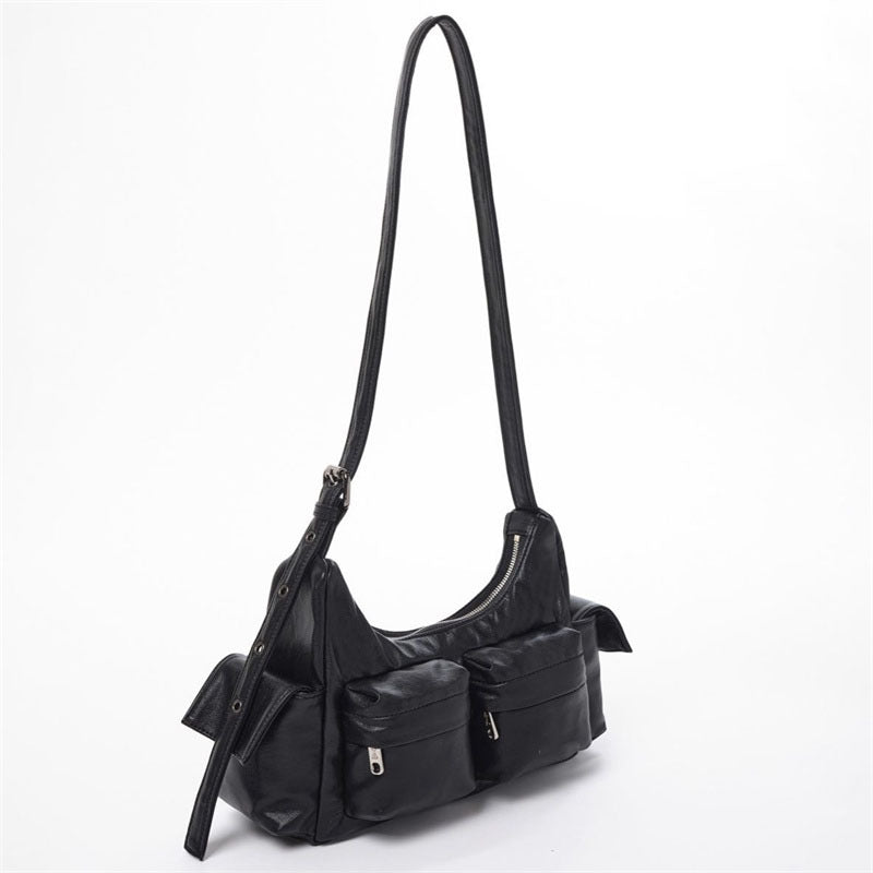 Straddle Bag Female Niche Design New Fashion Retro Pu Female Bag Single Shoulder Oblique Straddle Tote Bag