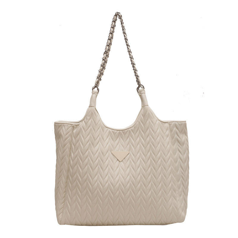 Large Capacity Bag Female New Pleated All-Lap Chain Shoulder Bag Senior Sense College Commuter Tote Bag