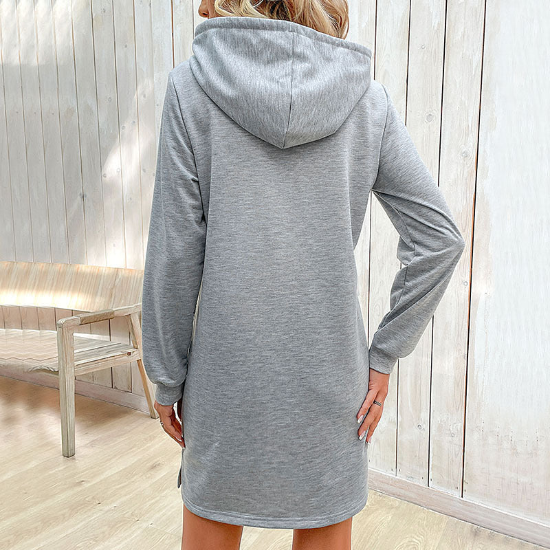 New Autumn And Winter New Women's Stripes Spell Hoodie Dress