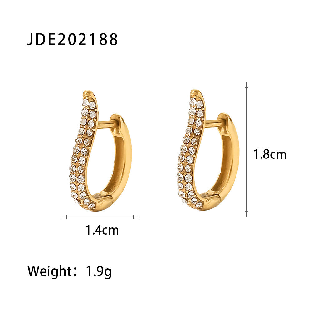 5pcs New Titanium Steel Earrings Women's Fashion All-Match Popular Earrings 18K Gold Plated Zirconium Earring