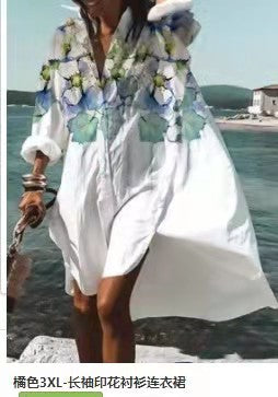 Women's Clothing Spring New Fashion Temperament Print Loose Shirt Dress A Generation
