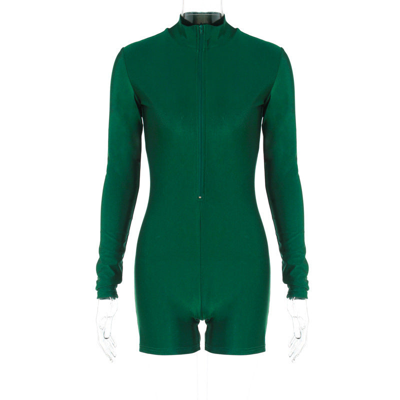 Autumn And Winter Jumpsuit Women Sexy Spice Girls Tight Long Sleeve Jumpsuit High Collar Waist