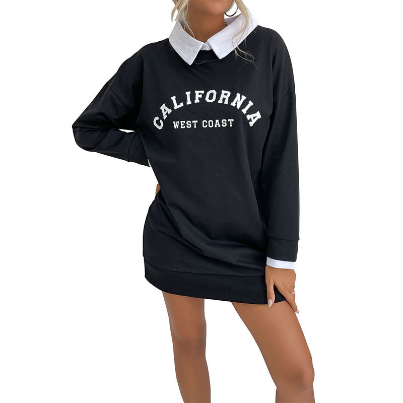 New Autumn New Women's Long Sleeve Lapel Splicing Hoodie