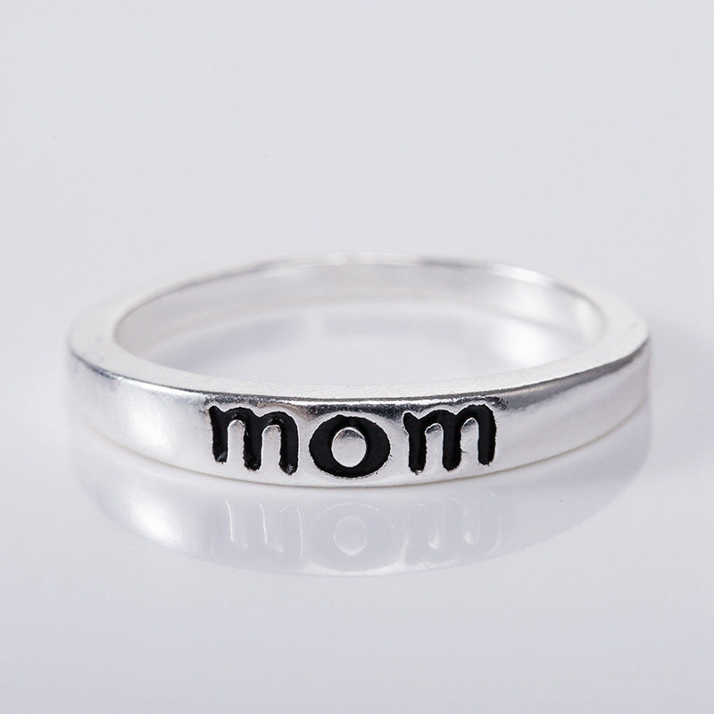 New Mom Mother Dad Ring Alloy Silver Plated Mother's Day Gift Jewelry