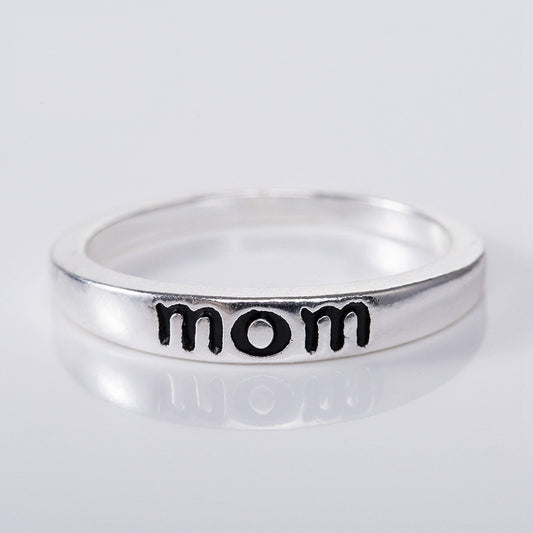 New Mom Mother Dad Ring Alloy Silver Plated Mother's Day Gift Jewelry
