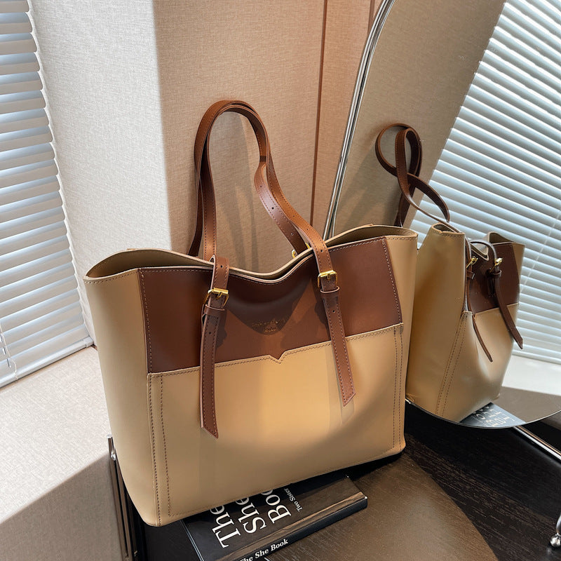 Color Contrast Large Capacity Tote Bag Female Summer New Fashion About Zi HandBag  Shoulder Bag