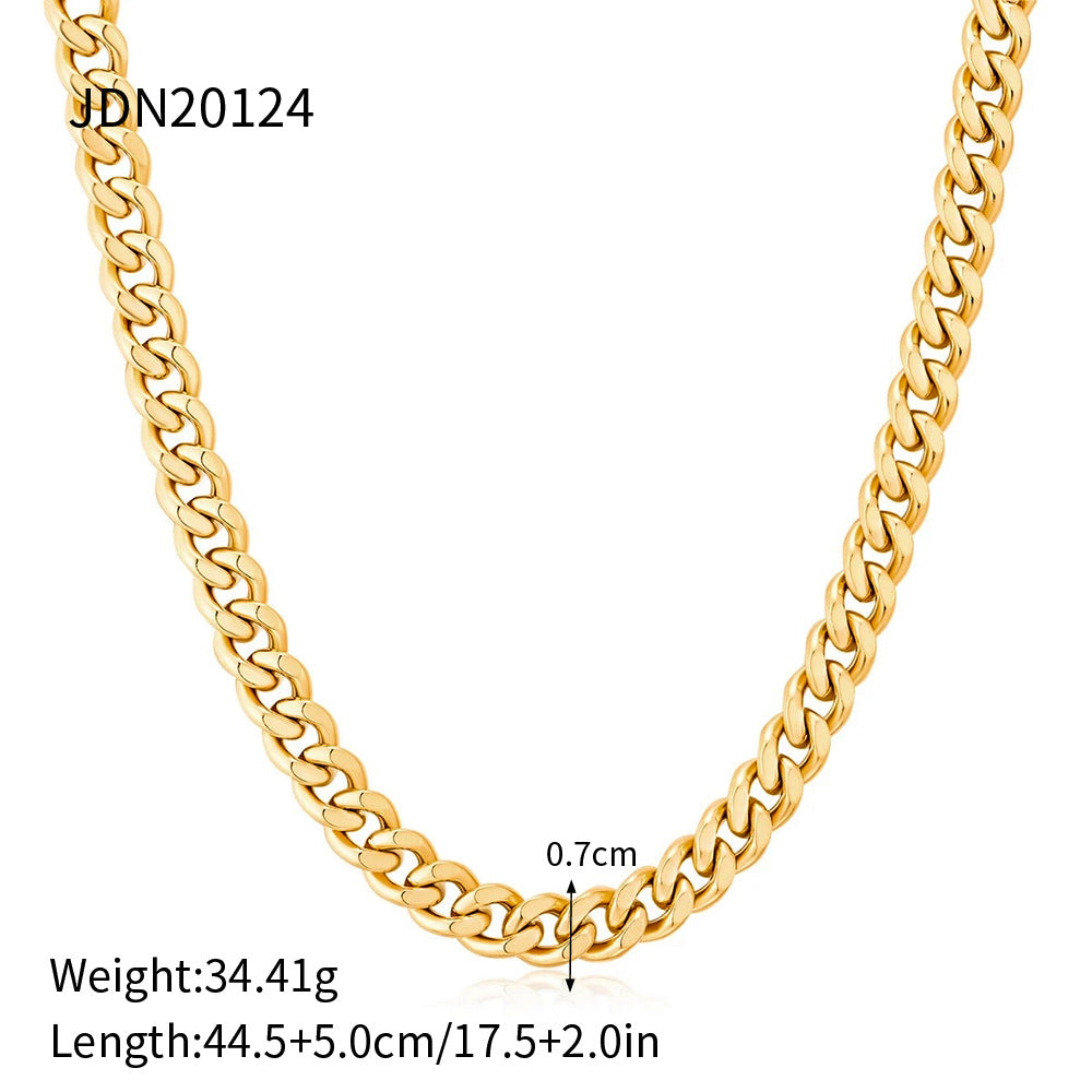 5pcs Hot Titanium Steel Pendant With 18K Gold Stainless Steel Necklace 7Mm Width 45Cm Necklace