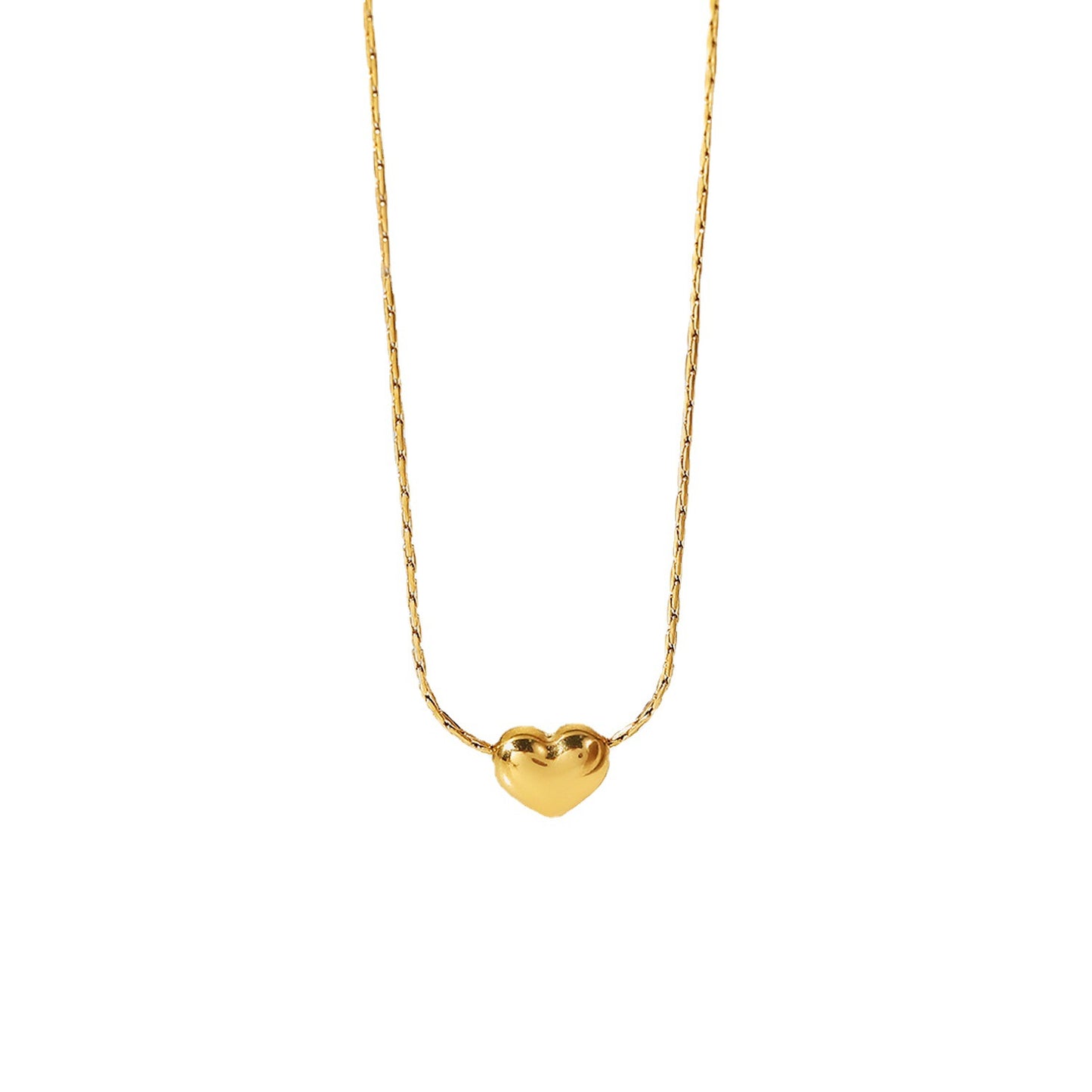 5pcs New 18K Vacuum Electric Gold Plated Heart Pendant Necklace Jewelry Party Stainless Steel Simple Smooth Heart Necklace