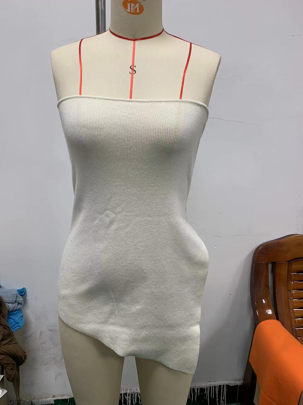 New Sexy Hottie Strapless Solid Color Side Slit Top