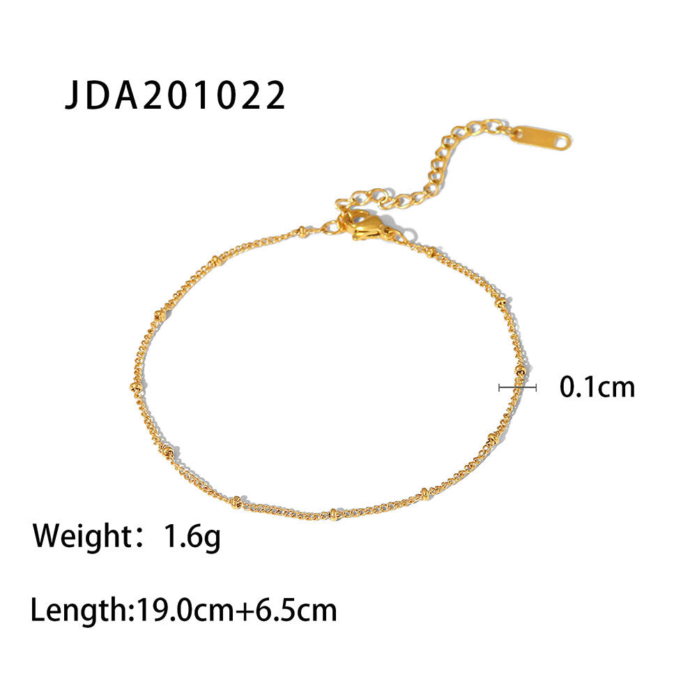 5pcs Vintage 18K Gold Cross Fine Anklet Women's Fashion Stainless Steel Anklet Jewelry