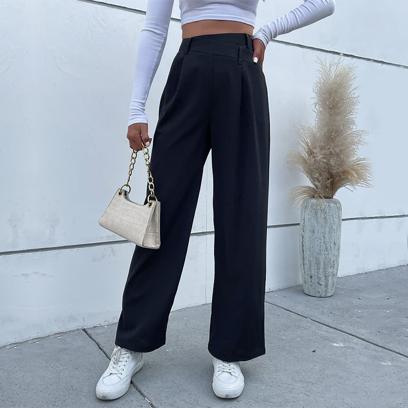 New Autumn New Fashion Women Solid Color Waist Casual Pants