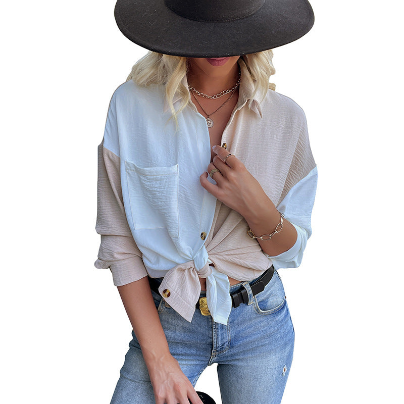 New Autumn New Women's Color Long-Sleeve Shirt Female Design Sense