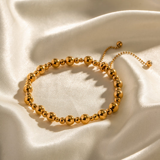 5pcs Designed 18K Gold Stainless Steel Collection Round Ball Pull Bracelet Jewelry Does Not Fade The Tide Jewelry
