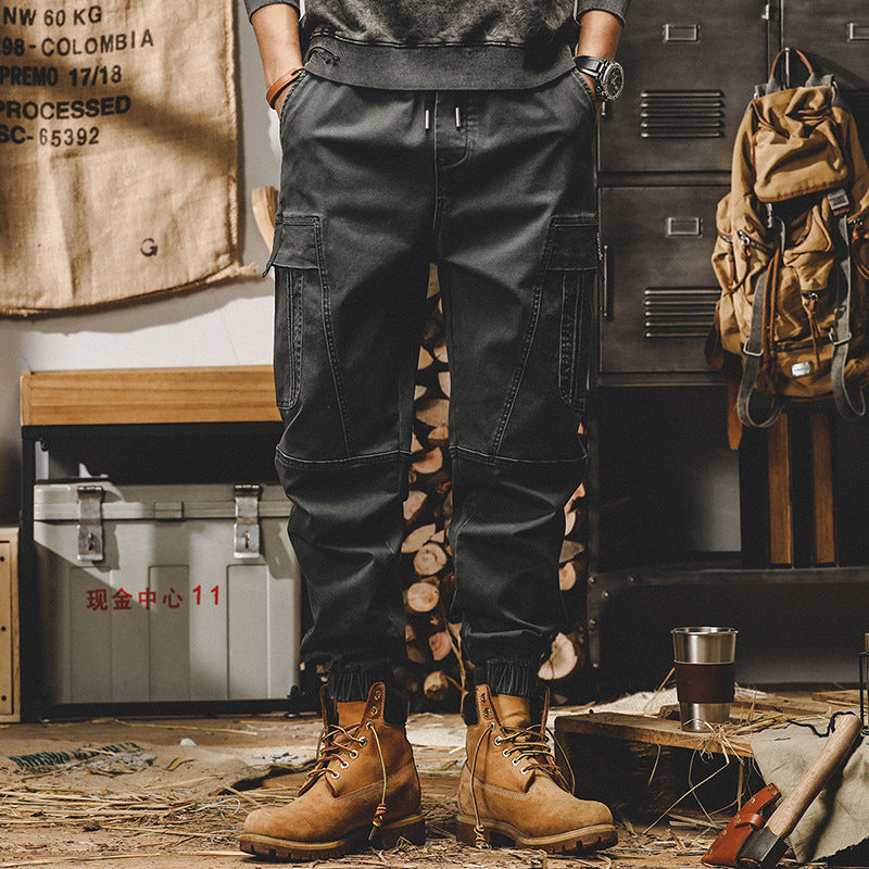 Heavy Vintage Cargo Pants Men Loose Straight Tube Spring And Autumn Casual Pants Men Wide Legs Large Size Corset Pants