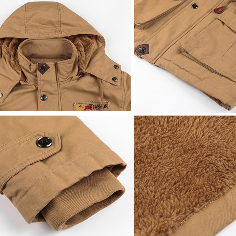 Navy Deck Suit Lamb Cashmere Jacket For Men Winter Padded Coat With Extra Fleece