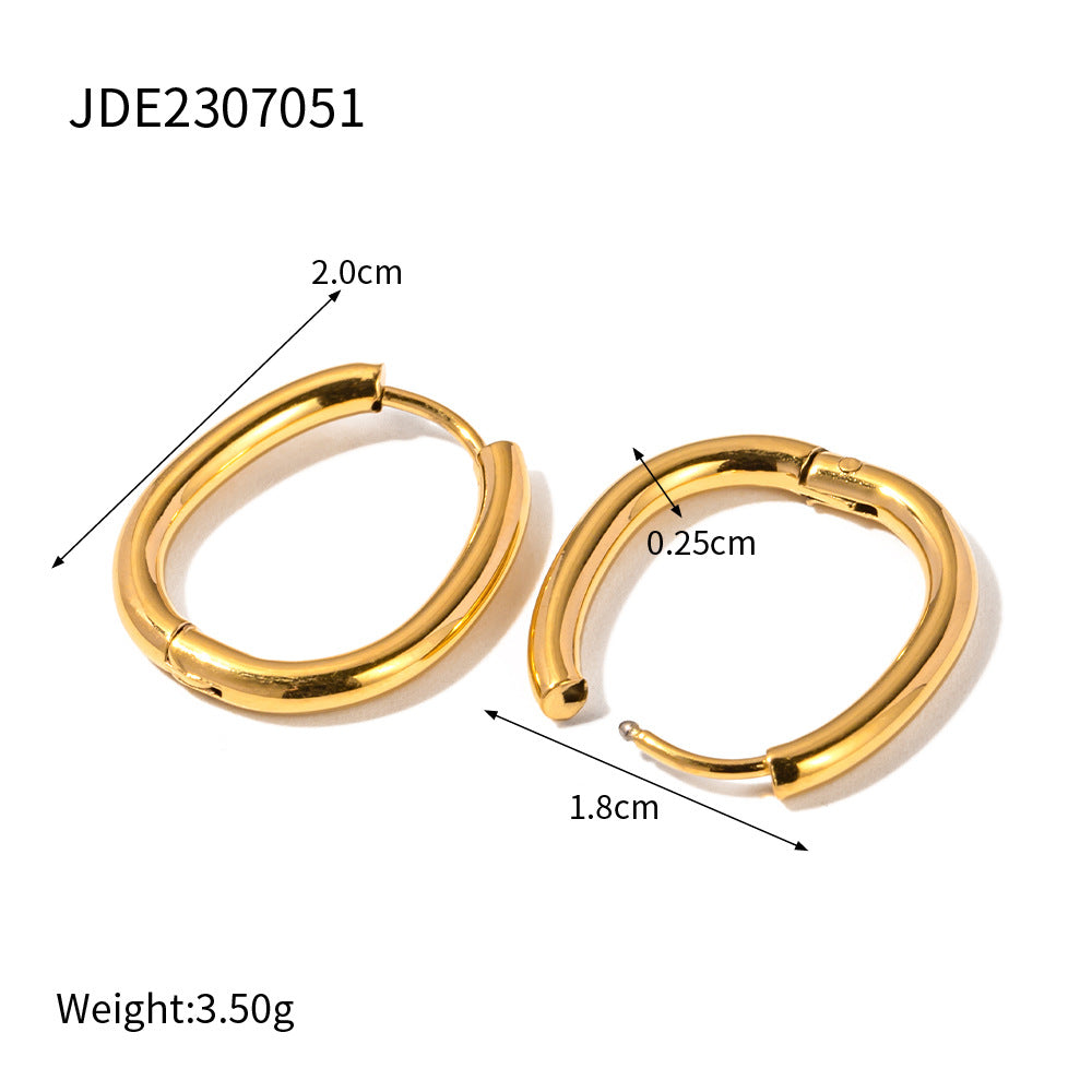 5pcs With Temperament Titanium Steel Earrings Stainless Steel Plated 18K Gold Love Stud Earrings With Earrings For Women