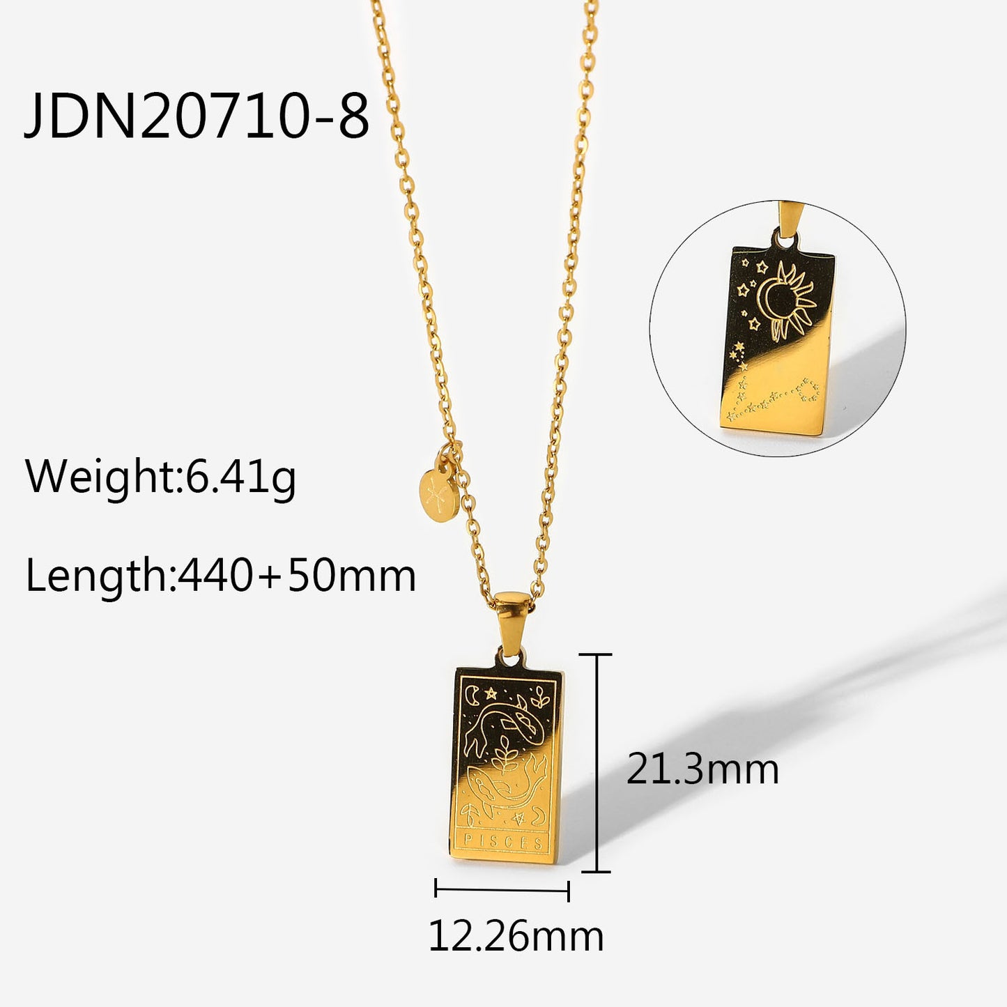 5pcs 12 Zodiac Necklace Stainless Steel Scorpio/Virgo/Libra/Bottle Gold Square Zodiac Pendant Necklace