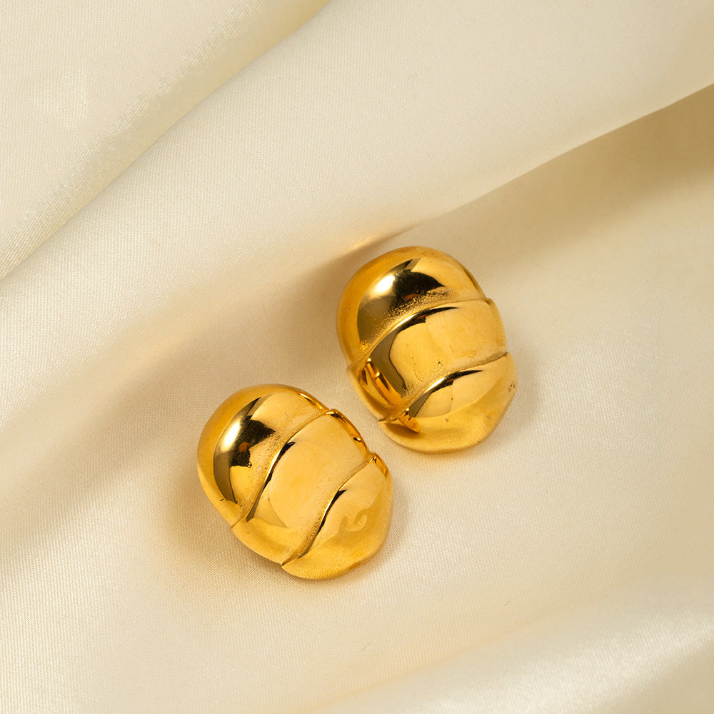 5pcs New 18K Gold Stainless Steel Textured Stud Earrings Jewelry Fashion Personality Earrings Stud Earrings