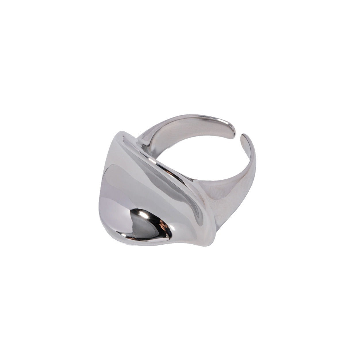 5pcs Steel Color Stainless Steel Round Fold Open Ring Simple Ring Three-Dimensional Light Sense Carving
