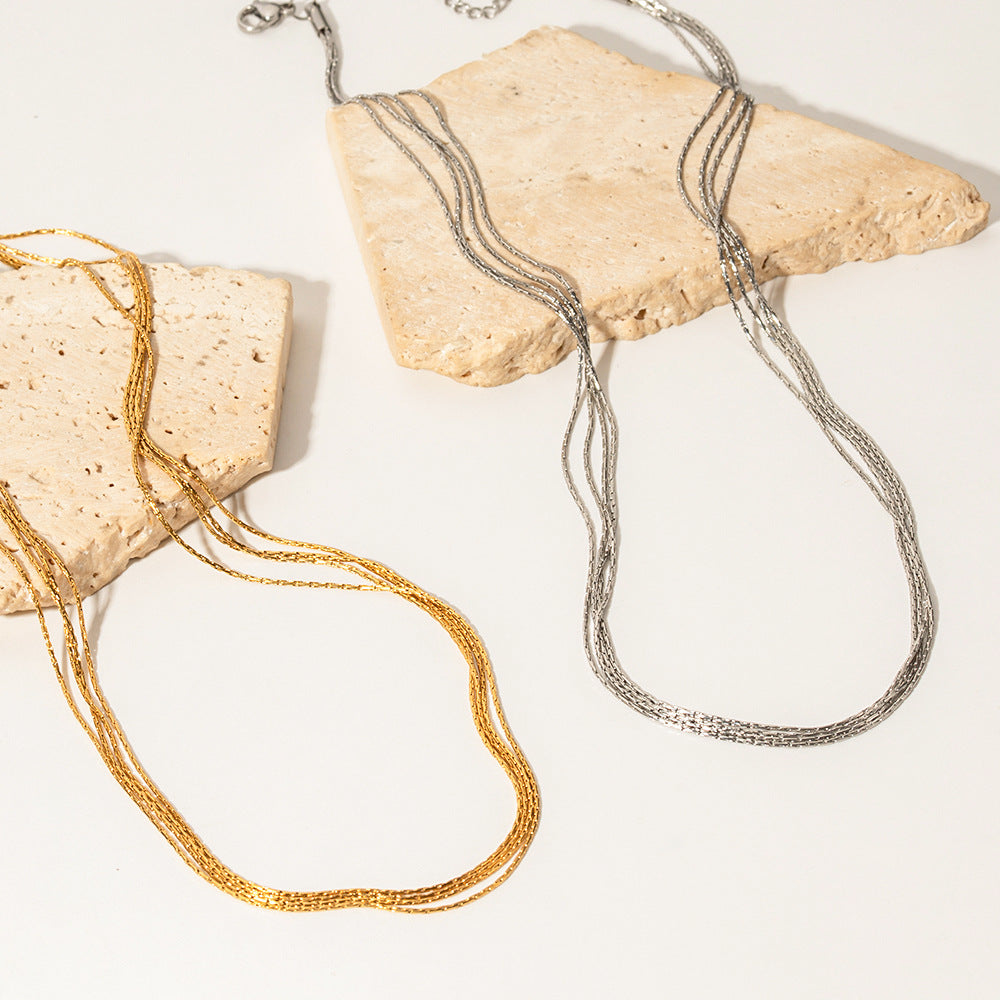 5pcs Exquisite 18K Gold Stainless Steel 4-In-1 Tassel Necklace Popular Overlay Jewelry Does Not Fade Jewelry