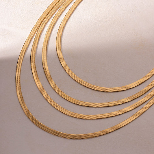 5pcs Titanium Steel Necklace Jewelry Stainless Steel Gold 5Mm Piece Chain Snake Chain Necklace Necklace For Women