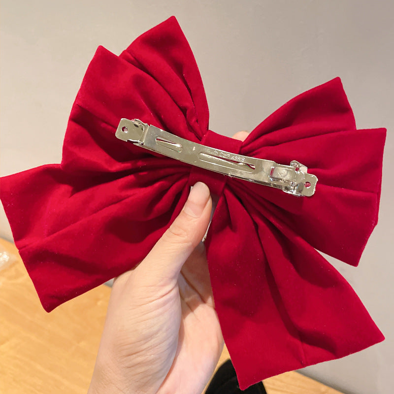 New Velvet Big Bow Hair Clip Back Head Hair Accessories Toasting Female Autumn