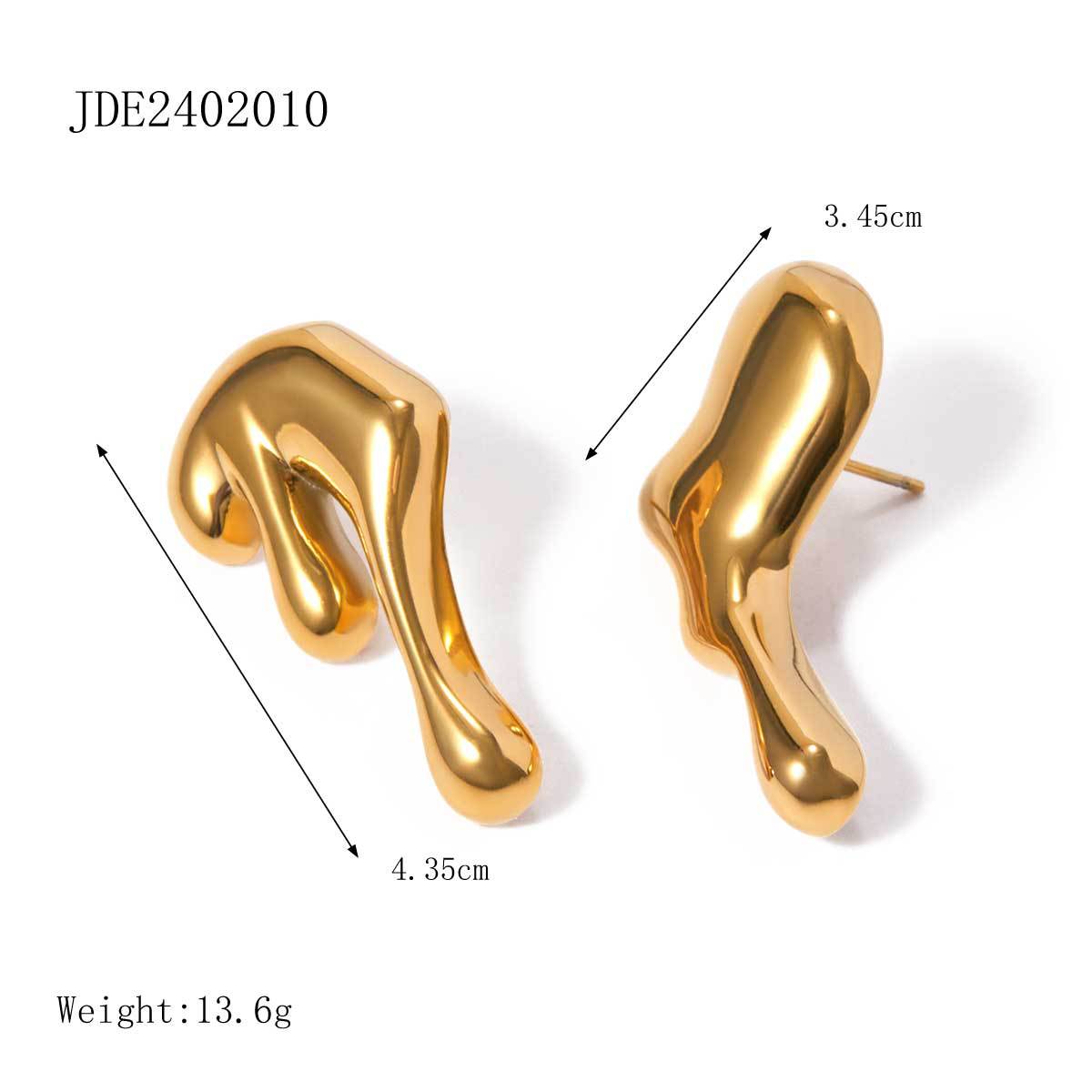 5pcs Fashion Earrings Stainless Steel Irregular Liquid Earrings Geometry Stainless Steel Smooth Earrings